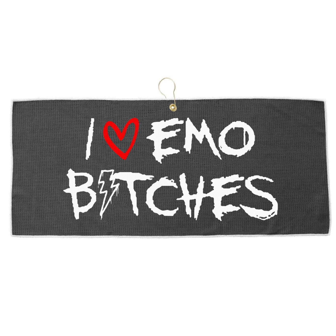 I Heart Emo Bitches Funny Quote Emo Music Girl Style Large Microfiber Waffle Golf Towel