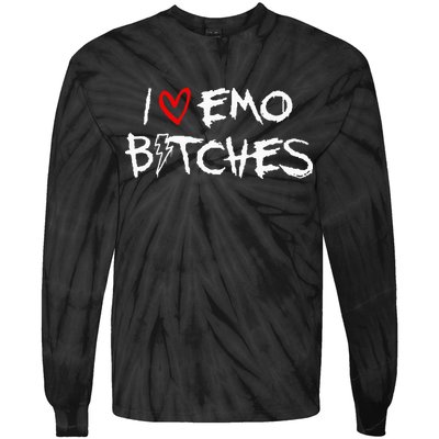 I Heart Emo Bitches Funny Quote Emo Music Girl Style Tie-Dye Long Sleeve Shirt