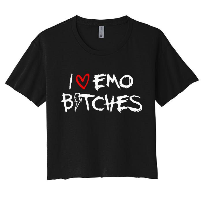 I Heart Emo Bitches Funny Quote Emo Music Girl Style Women's Crop Top Tee