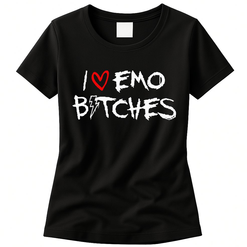 I Heart Emo Bitches Funny Quote Emo Music Girl Style Womens T-Shirt