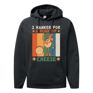 I Hanker For A Hunk Of Cheese Retro Performance Fleece Hoodie