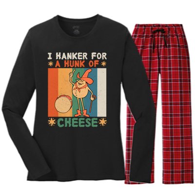 I Hanker For A Hunk Of Cheese Retro Women's Long Sleeve Flannel Pajama Set 