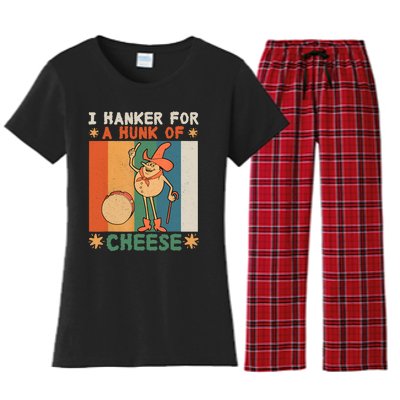 I Hanker For A Hunk Of Cheese Retro Women's Flannel Pajama Set