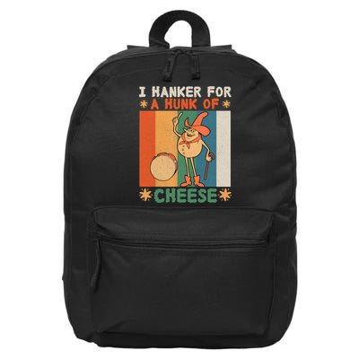 I Hanker For A Hunk Of Cheese Retro 16 in Basic Backpack
