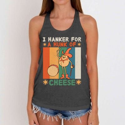 I Hanker For A Hunk Of Cheese Retro Women's Knotted Racerback Tank