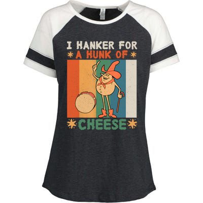 I Hanker For A Hunk Of Cheese Retro Enza Ladies Jersey Colorblock Tee