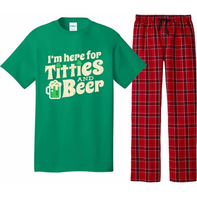 IM Here For Titties And Beer Funny St Patricks Day Drinking Pajama Set