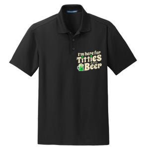 IM Here For Titties And Beer Funny St Patricks Day Drinking Dry Zone Grid Polo