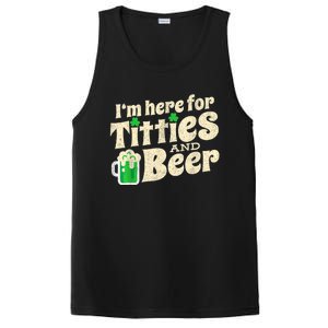 IM Here For Titties And Beer Funny St Patricks Day Drinking PosiCharge Competitor Tank