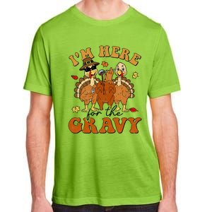 I'm Here For The Gravy Turkey Autumn Fall Thanksgiving Retro Adult ChromaSoft Performance T-Shirt