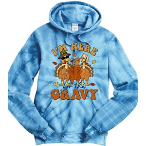 I'm Here For The Gravy Turkey Autumn Fall Thanksgiving Retro Tie Dye Hoodie