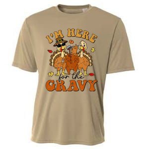 I'm Here For The Gravy Turkey Autumn Fall Thanksgiving Retro Cooling Performance Crew T-Shirt