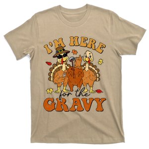 I'm Here For The Gravy Turkey Autumn Fall Thanksgiving Retro T-Shirt