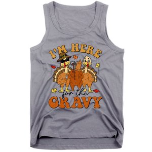 I'm Here For The Gravy Turkey Autumn Fall Thanksgiving Retro Tank Top