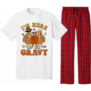 I'm Here For The Gravy Turkey Autumn Fall Thanksgiving Retro Pajama Set