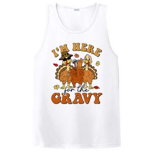 I'm Here For The Gravy Turkey Autumn Fall Thanksgiving Retro PosiCharge Competitor Tank