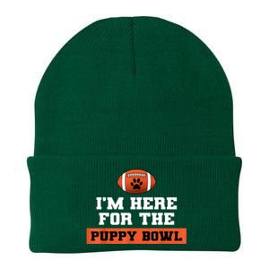 I'm Here For The Puppy Bowl Funny Dog Knit Cap Winter Beanie