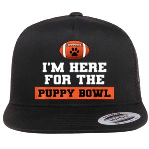 I'm Here For The Puppy Bowl Funny Dog Flat Bill Trucker Hat