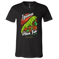 Iguana Have Fun Cozumel Mexico V-Neck T-Shirt