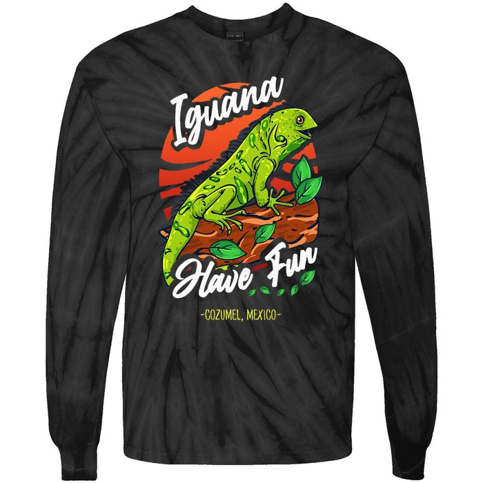 Iguana Have Fun Cozumel Mexico Tie-Dye Long Sleeve Shirt