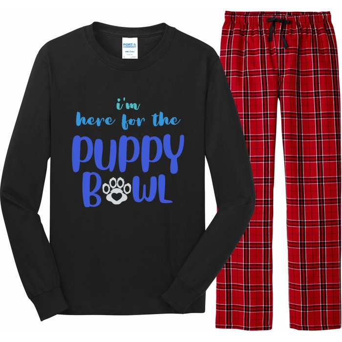 I'm Here For The Puppy Bowl Funny Cute Dog Lover Long Sleeve Pajama Set