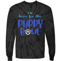 I'm Here For The Puppy Bowl Funny Cute Dog Lover Tie-Dye Long Sleeve Shirt