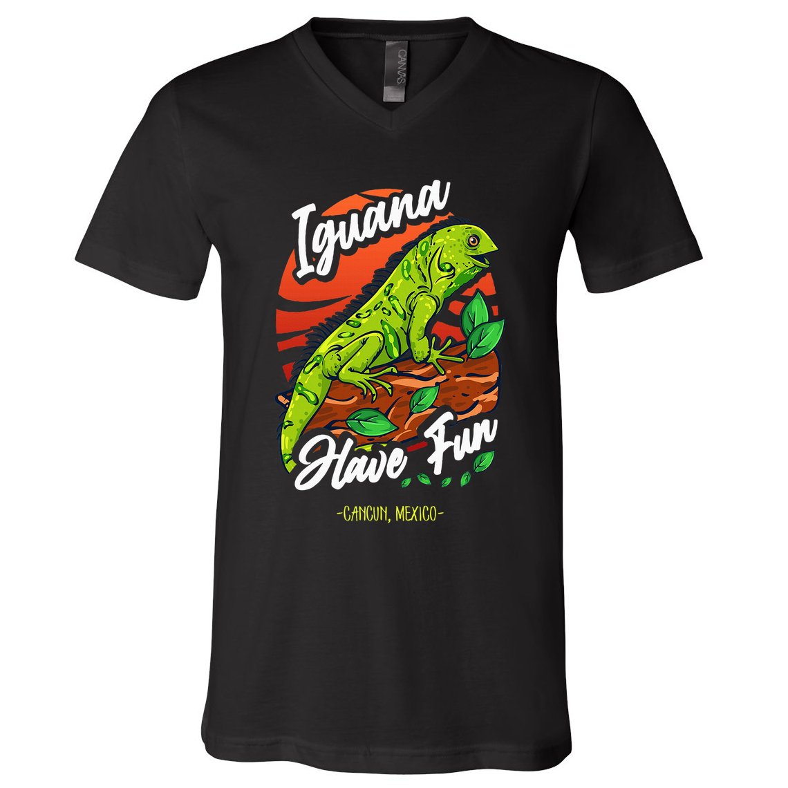 Iguana Have Fun Cancun Mexico V-Neck T-Shirt