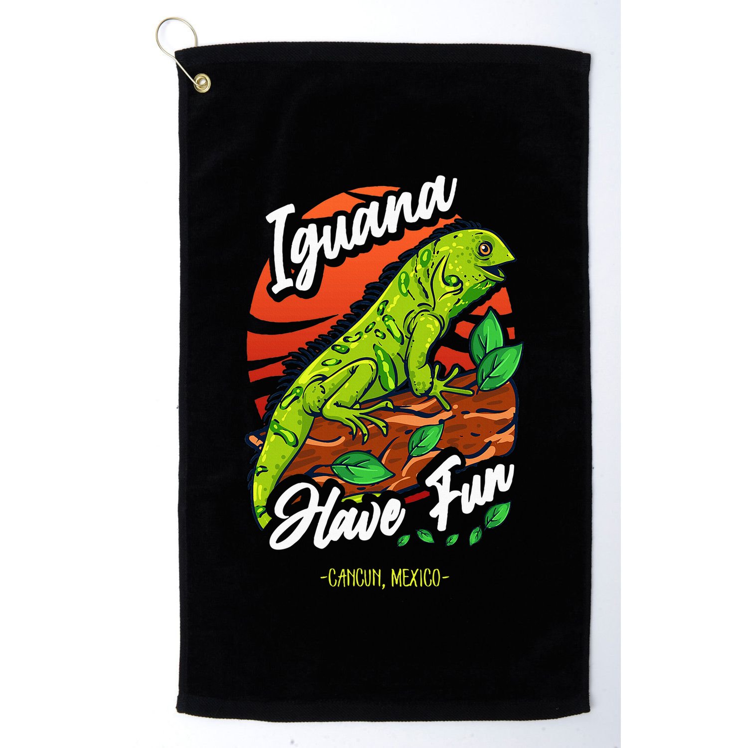 Iguana Have Fun Cancun Mexico Golf Towel