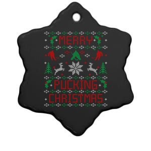 Ice Hockey Funny Ugly Christmas Sweater Party Gift Cute Gift Ceramic Star Ornament