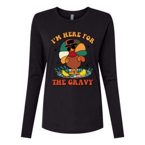 Im Here For The Gravy Turkey Autumn Thanksgiving Retro Great Gift Womens Cotton Relaxed Long Sleeve T-Shirt