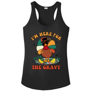 Im Here For The Gravy Turkey Autumn Thanksgiving Retro Great Gift Ladies PosiCharge Competitor Racerback Tank