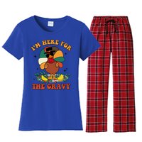 Im Here For The Gravy Turkey Autumn Thanksgiving Retro Great Gift Women's Flannel Pajama Set