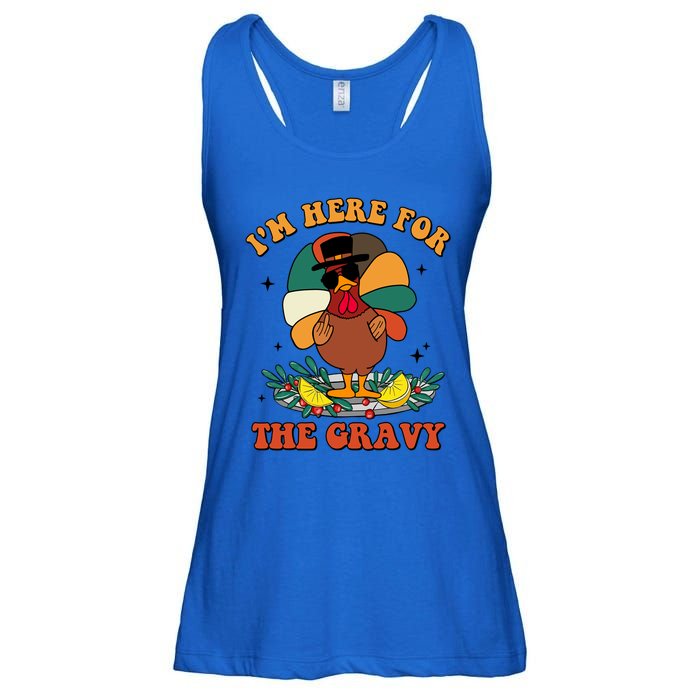 Im Here For The Gravy Turkey Autumn Thanksgiving Retro Great Gift Ladies Essential Flowy Tank