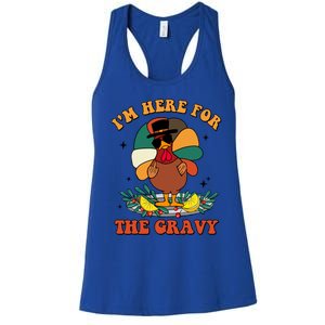 Im Here For The Gravy Turkey Autumn Thanksgiving Retro Great Gift Women's Racerback Tank