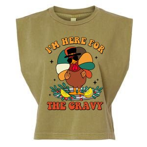 Im Here For The Gravy Turkey Autumn Thanksgiving Retro Great Gift Garment-Dyed Women's Muscle Tee