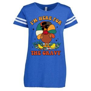 Im Here For The Gravy Turkey Autumn Thanksgiving Retro Great Gift Enza Ladies Jersey Football T-Shirt