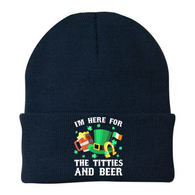 I'm Here For The Titties And Beer Drinking St Patrick's Day Knit Cap Winter Beanie