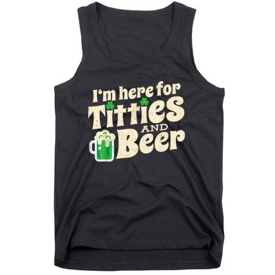 I'm Here For Titties And Beer Lover Funny St.Patrick's Day Drunk Tank Top