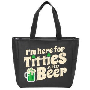 I'm Here For Titties And Beer Lover Funny St.Patrick's Day Drunk Zip Tote Bag