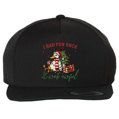 I Had Fun Once It Was Awful Funny Goose Christmas Meme Wool Snapback Cap