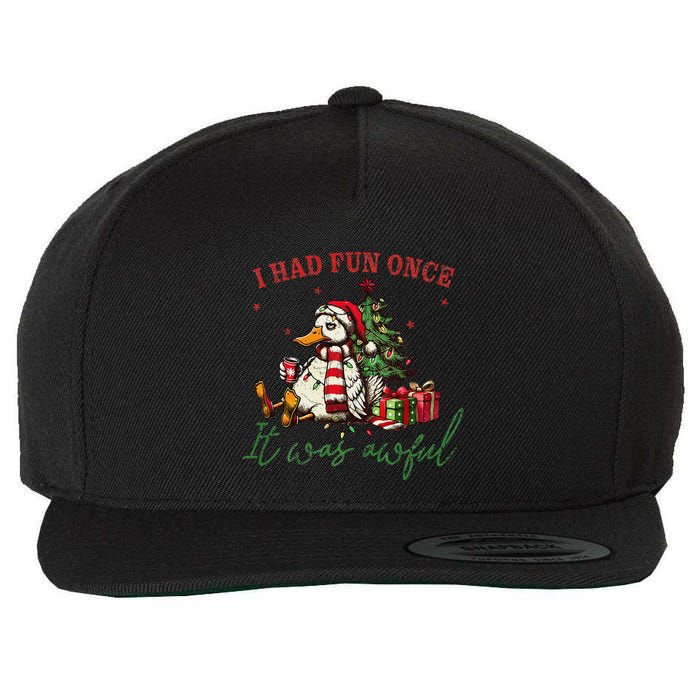 I Had Fun Once It Was Awful Funny Goose Christmas Meme Wool Snapback Cap