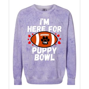 Im Here For The Puppy Bowl Sunday Funny Dog Football Fan Colorblast Crewneck Sweatshirt