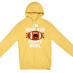 Im Here For The Puppy Bowl Sunday Funny Dog Football Fan Premium Pullover Hoodie