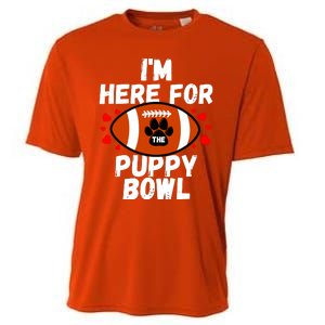 Im Here For The Puppy Bowl Sunday Funny Dog Football Fan Cooling Performance Crew T-Shirt