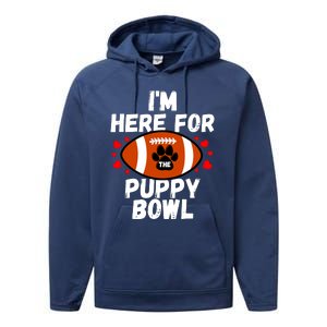 Im Here For The Puppy Bowl Sunday Funny Dog Football Fan Performance Fleece Hoodie