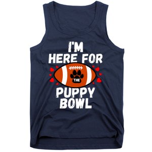 Im Here For The Puppy Bowl Sunday Funny Dog Football Fan Tank Top