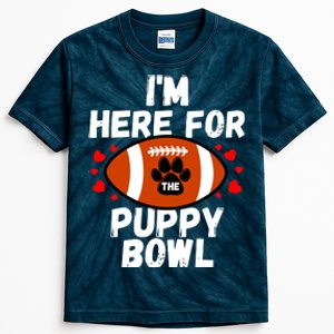 Im Here For The Puppy Bowl Sunday Funny Dog Football Fan Kids Tie-Dye T-Shirt