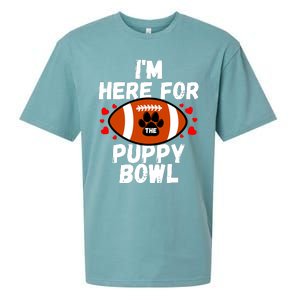 Im Here For The Puppy Bowl Sunday Funny Dog Football Fan Sueded Cloud Jersey T-Shirt