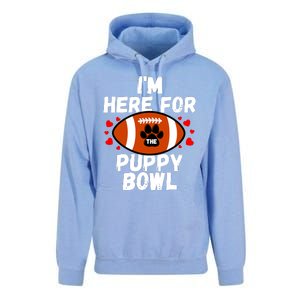 Im Here For The Puppy Bowl Sunday Funny Dog Football Fan Unisex Surf Hoodie