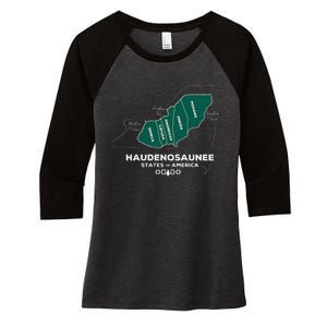 Iroquois Haudenosaunee Five Nations Mohawk Oneida Onondaga Women's Tri-Blend 3/4-Sleeve Raglan Shirt